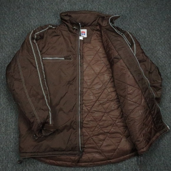 VINTAGE Cleveland Browns Jacket Mens Extra Large Brown Puma NFL Puffer Hooded XL - Picture 5 of 16